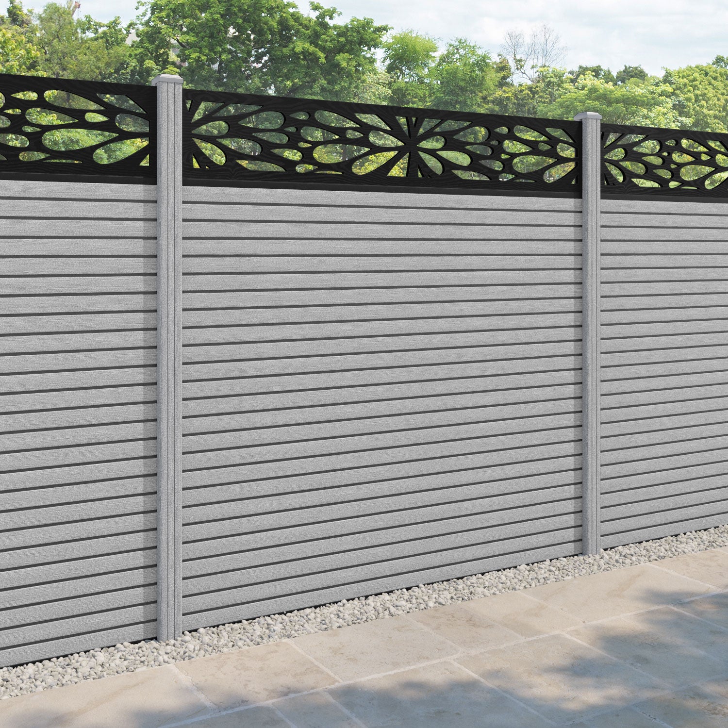 Hudson Blossom Fence Panel - Light Grey - with our composite posts