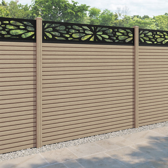 Hudson Blossom Fence Panel - Light Oak - with our composite posts