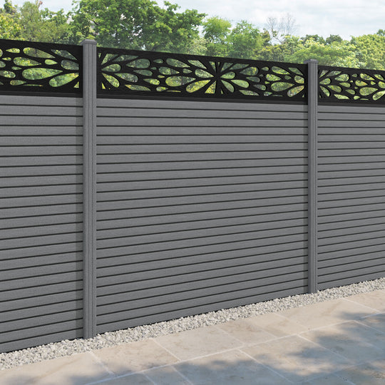 Hudson Blossom Fence Panel - Mid Grey - with our composite posts