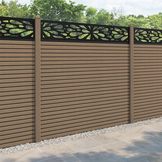 Hudson Blossom Fence Panel - Teak - with our composite posts