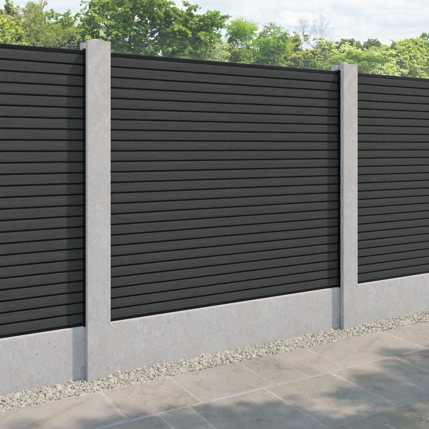 Hudson Fence Panel - Dark Grey - for existing concrete posts