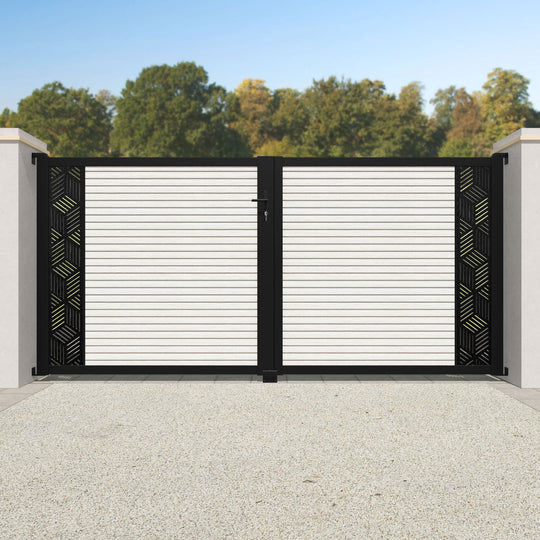 Hudson Cubed Straight Top Driveway Gate - Light Stone - End Screen