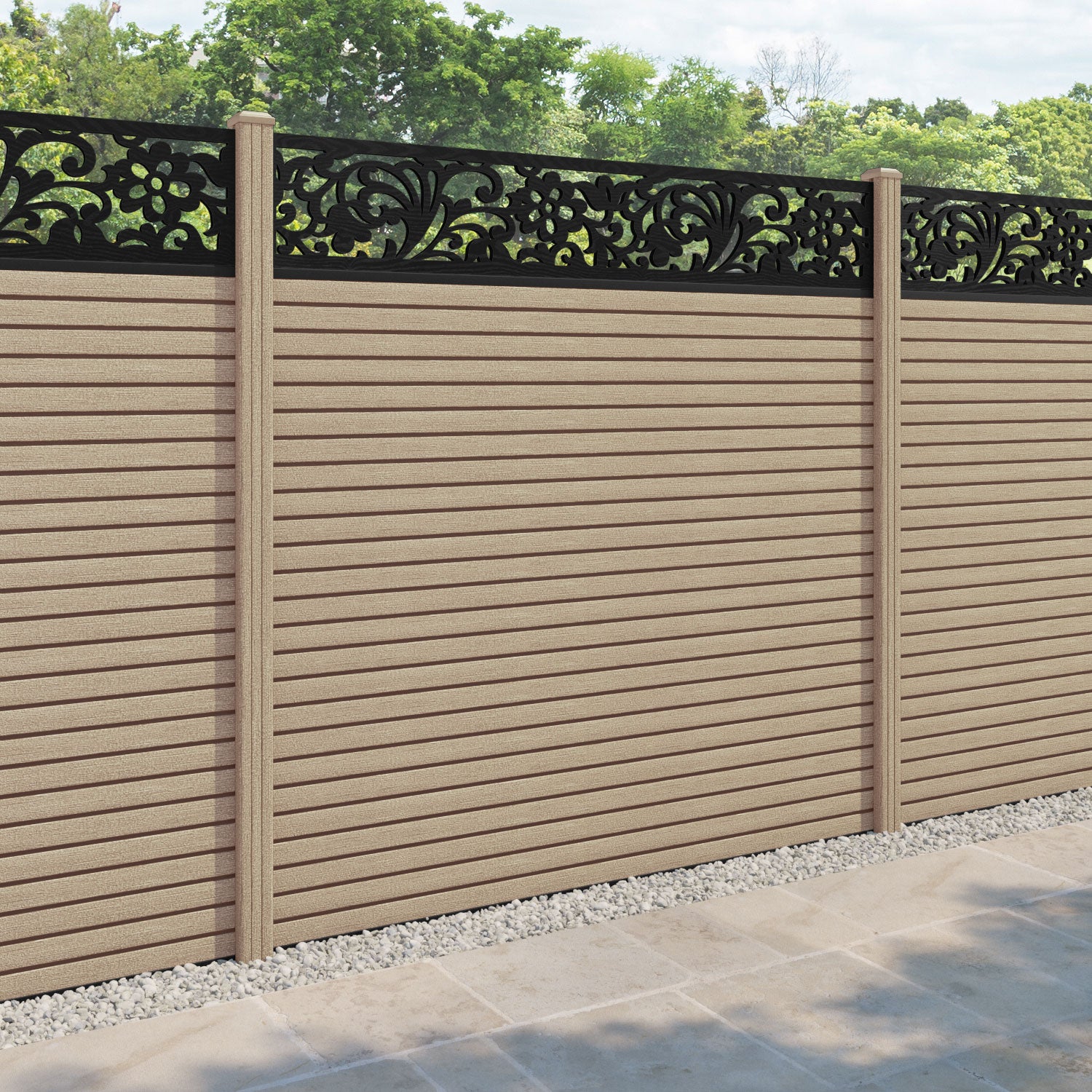Hudson Eden Fence Panel - Light Oak - with our composite posts
