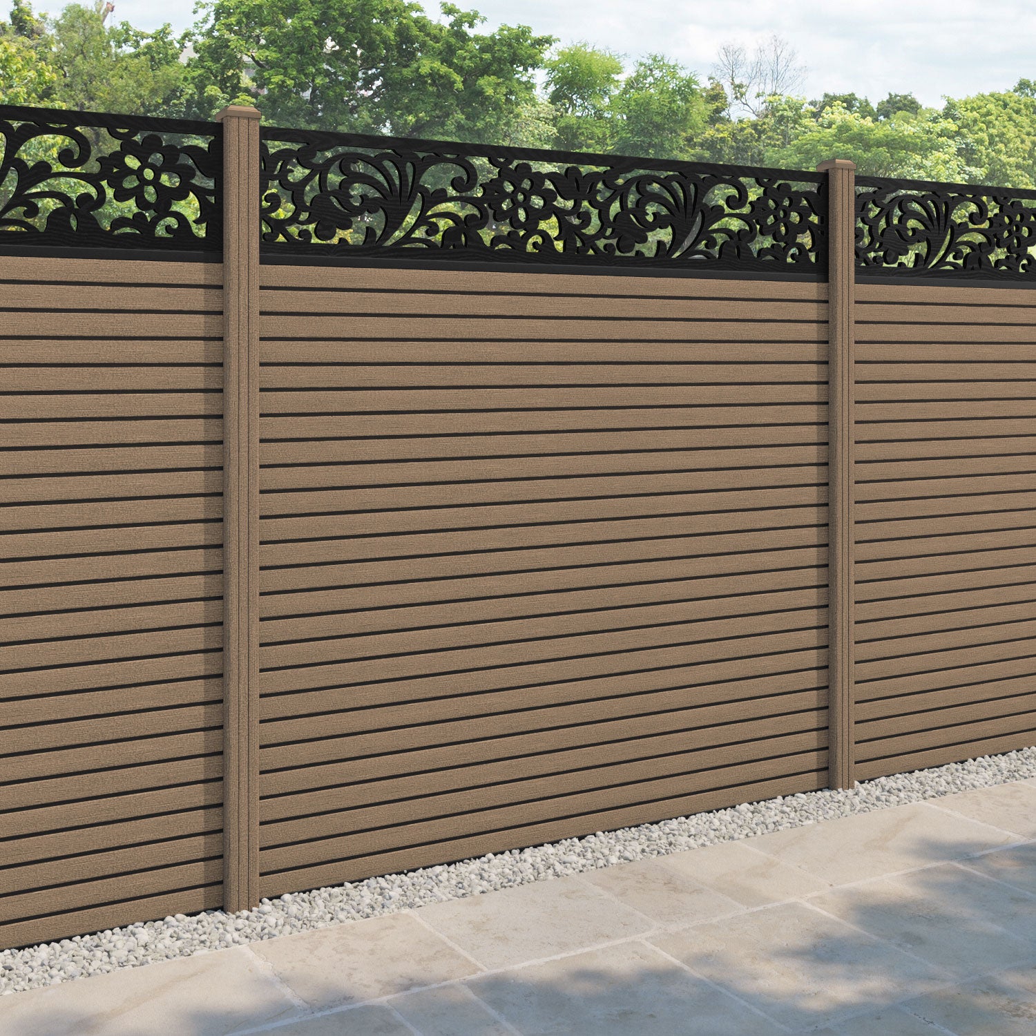 Hudson Eden Fence Panel - Teak - with our composite posts