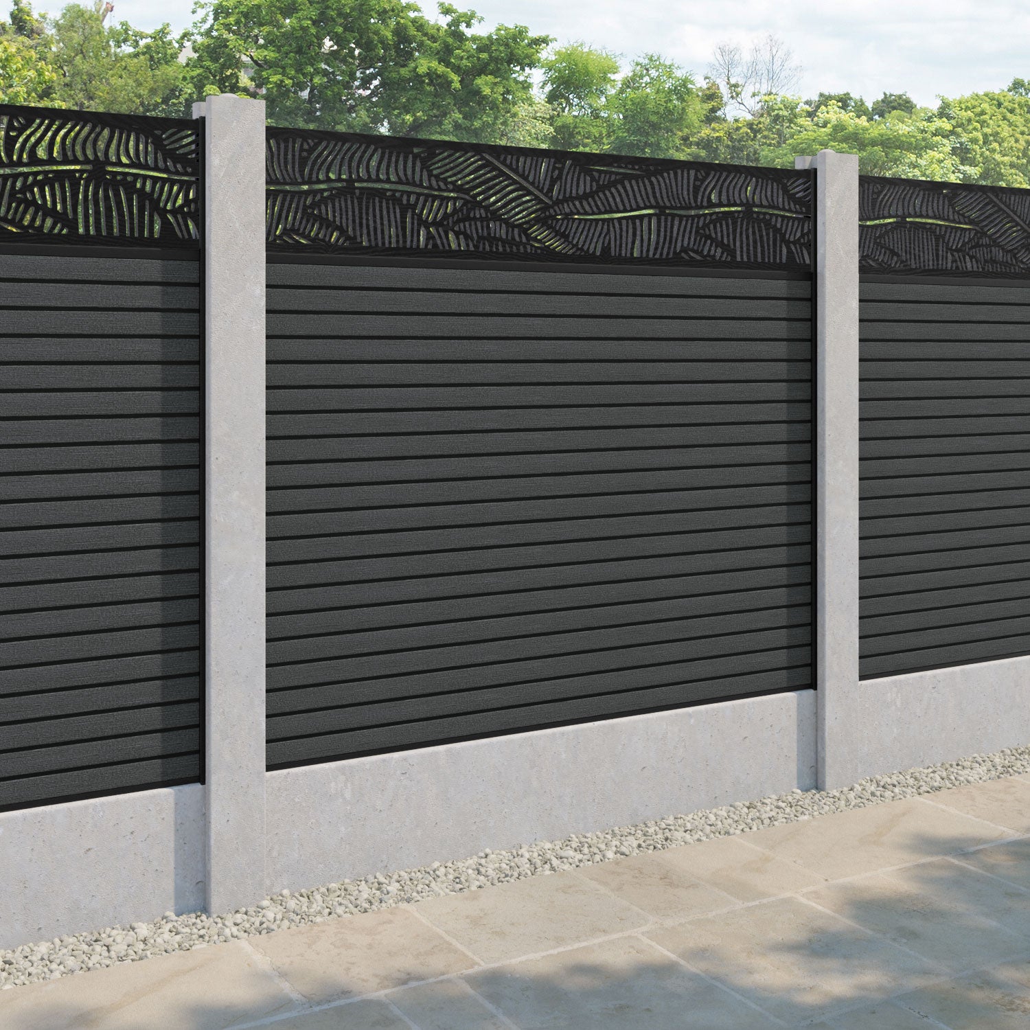 Hudson Feather Fence Panel - Dark Grey - for existing concrete posts
