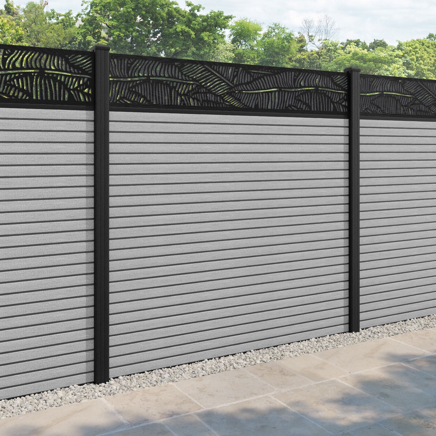 Hudson Feather Fence Panel - Light Grey - with our composite posts