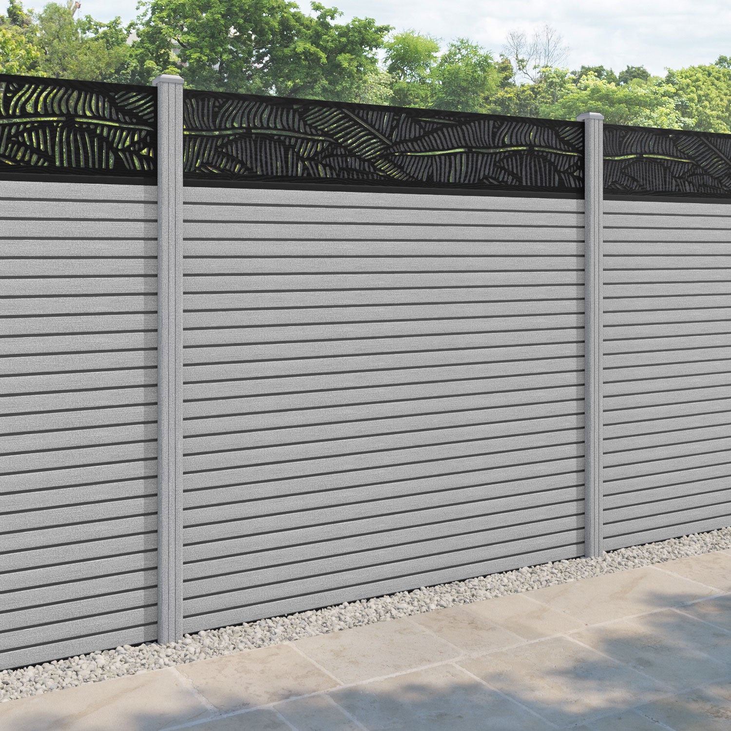 Hudson Feather Fence Panel - Light Grey - with our composite posts