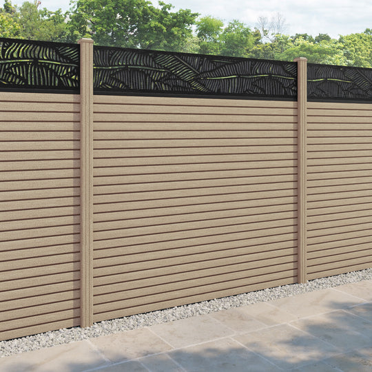 Hudson Feather Fence Panel - Light Oak - with our composite posts