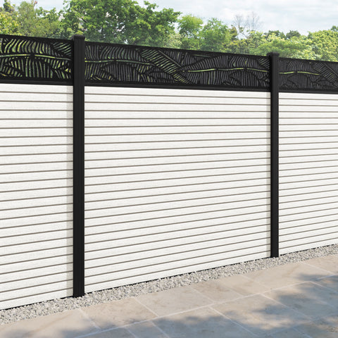 Hudson Feather Fence Panel - Light Stone - with our aluminium posts
