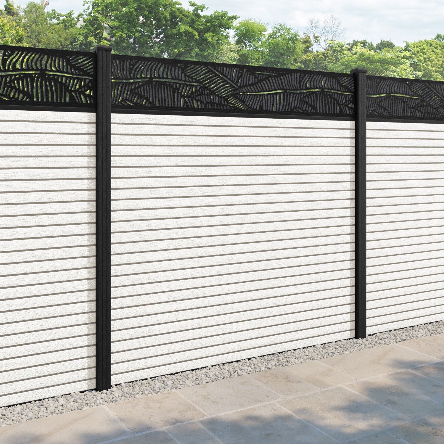 Hudson Feather Fence Panel - Light Stone - with our composite posts
