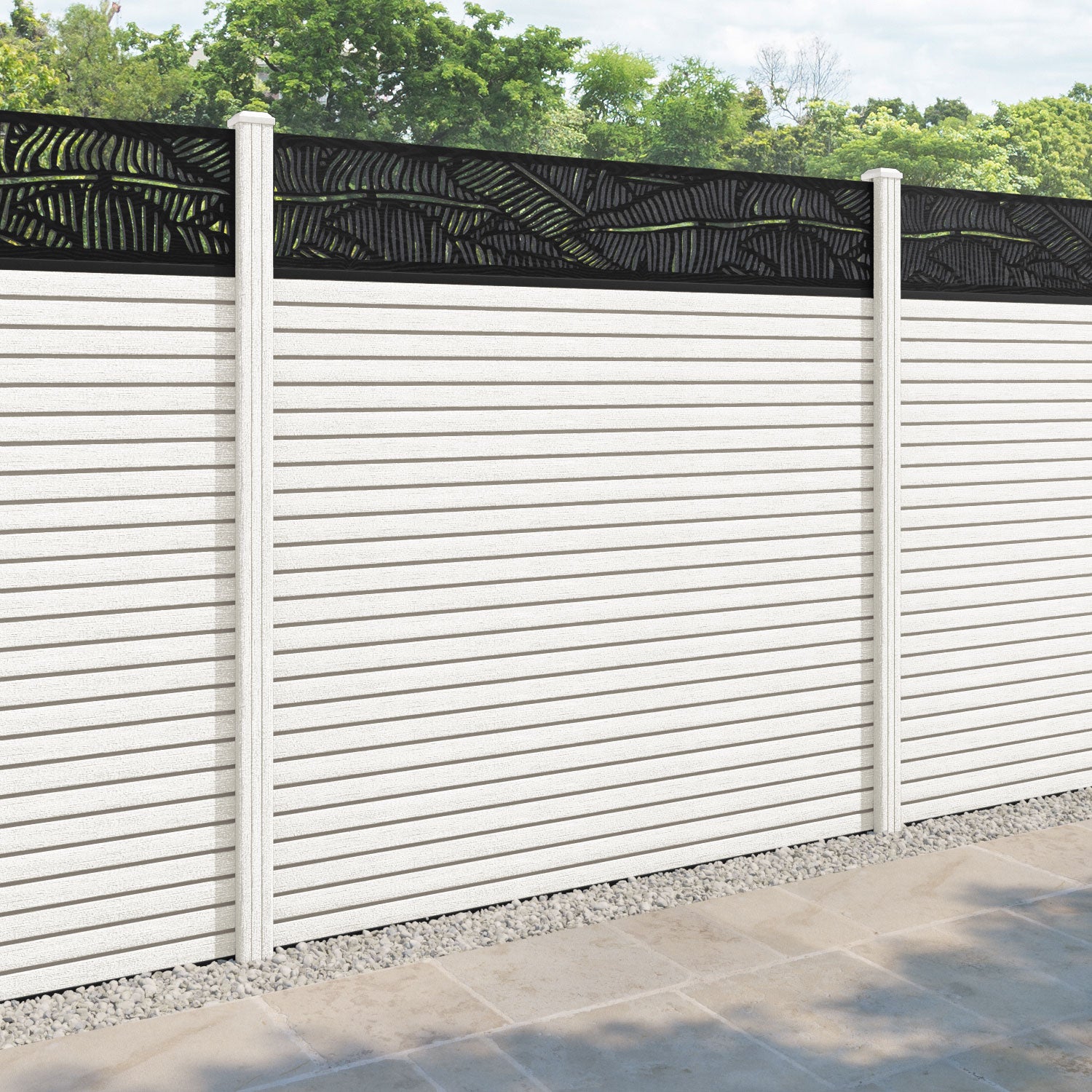Hudson Feather Fence Panel - Light Stone - with our composite posts