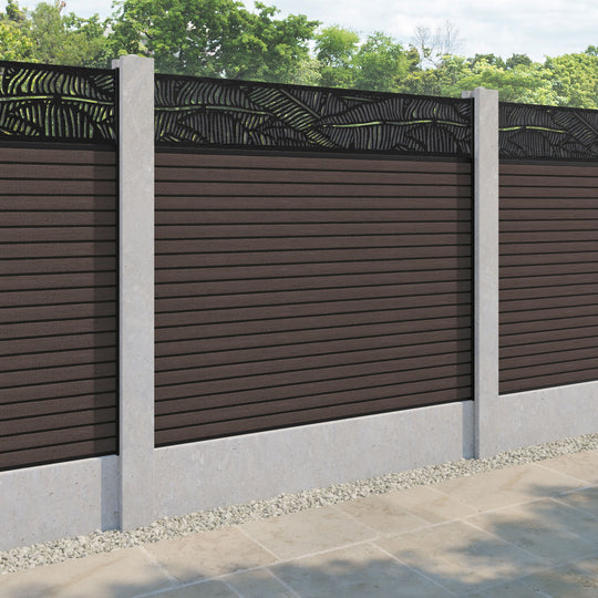Hudson Feather Fence Panel - Mid Brown - for existing concrete posts
