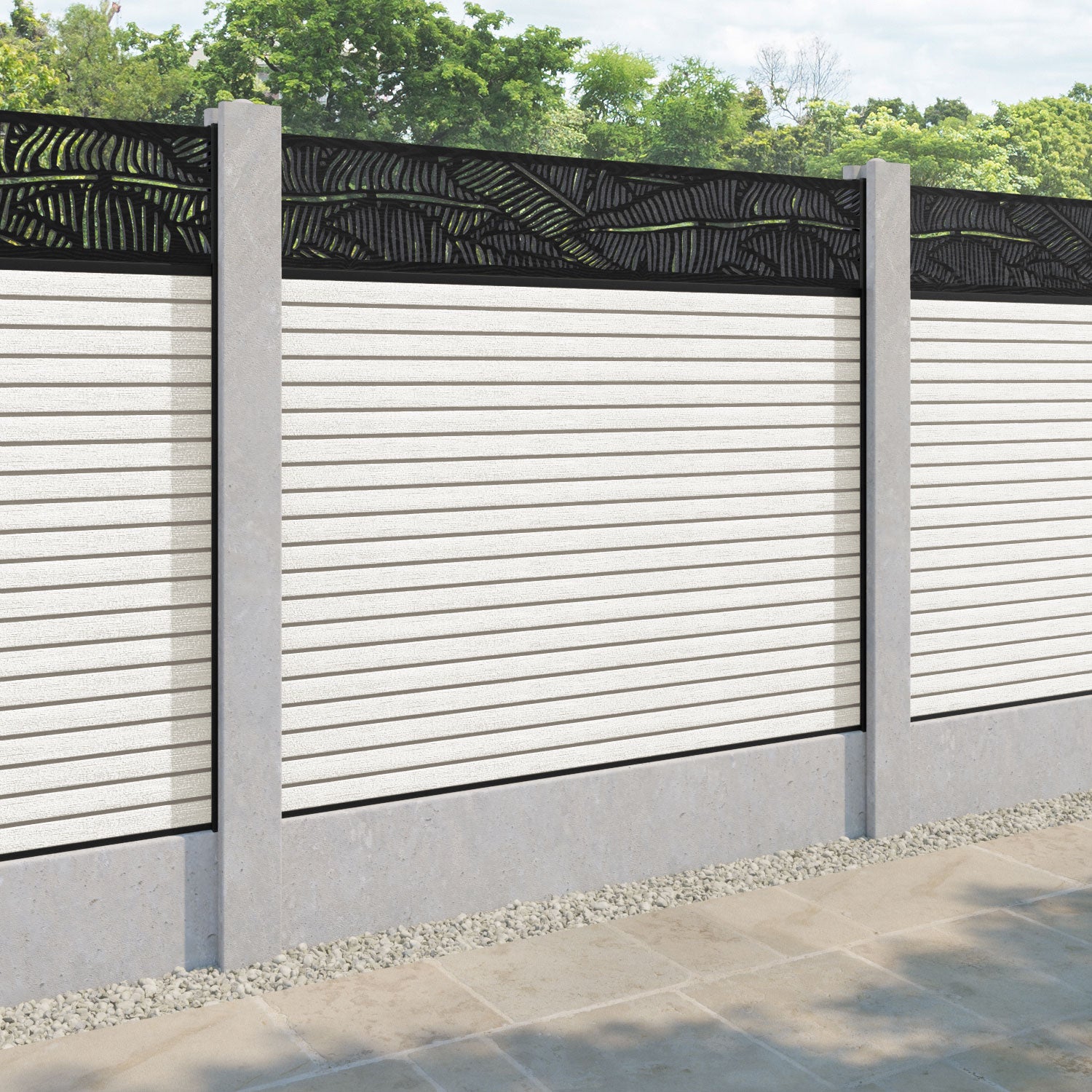Hudson Feather Fence Panel - Light Stone - for existing concrete posts