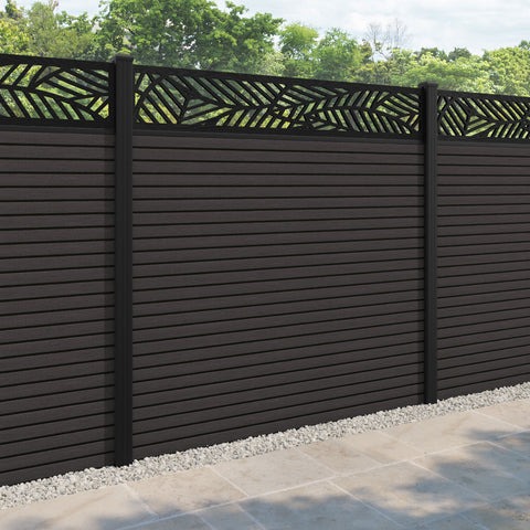 Hudson Habitat Fence Panel - Dark Oak - with our aluminium posts
