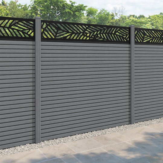 Hudson Habitat Fence Panel - Mid Grey - with our composite posts
