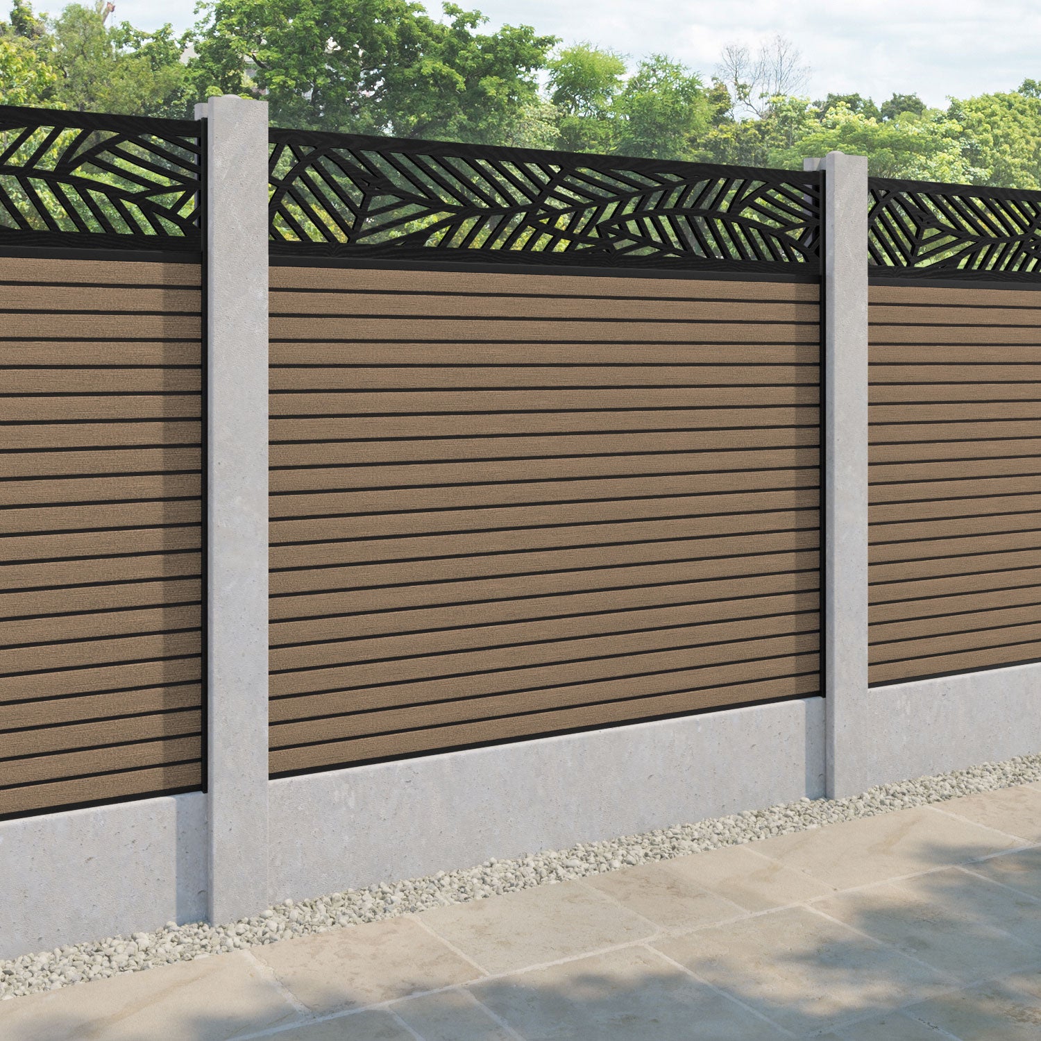 Hudson Habitat Fence Panel - Teak  - for existing concrete posts