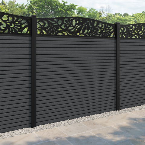 Hudson Heritage Curved Top Fence Panel - Dark Grey - with our aluminium posts