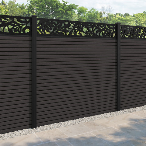 Hudson Heritage Fence Panel - Dark Oak - with our aluminium posts