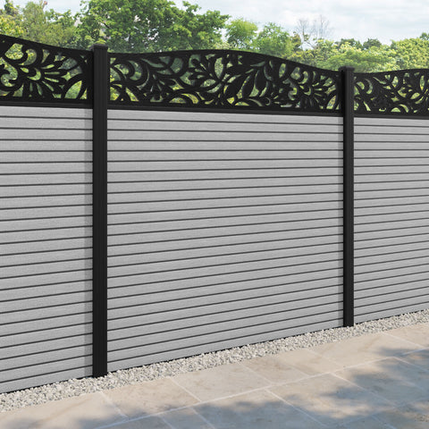 Hudson Heritage Curved Top Fence Panel - Light Grey - with our aluminium posts