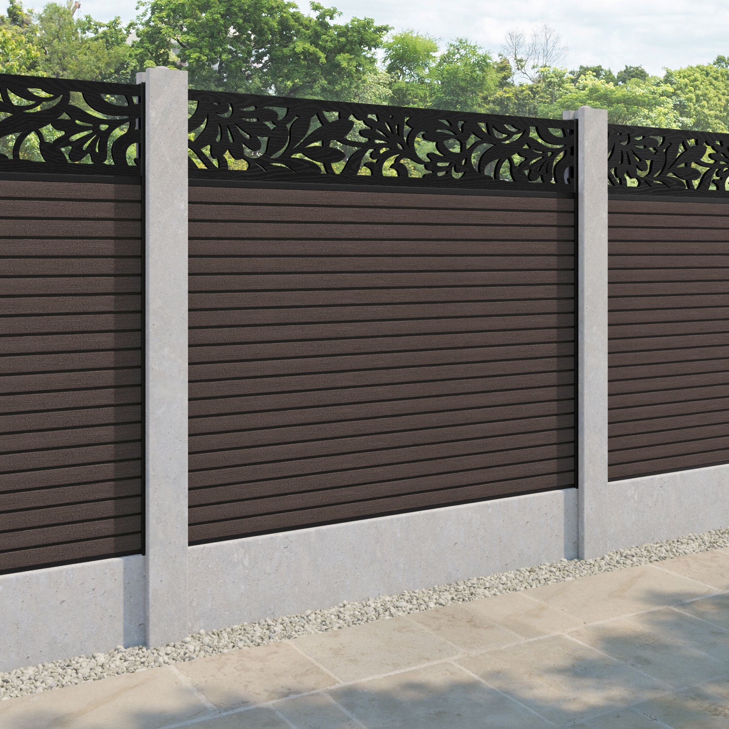 Hudson Heritage Fence Panel - Mid Brown - for existing concrete posts