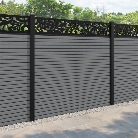 Hudson Heritage Fence Panel - Mid Grey - with our aluminium posts