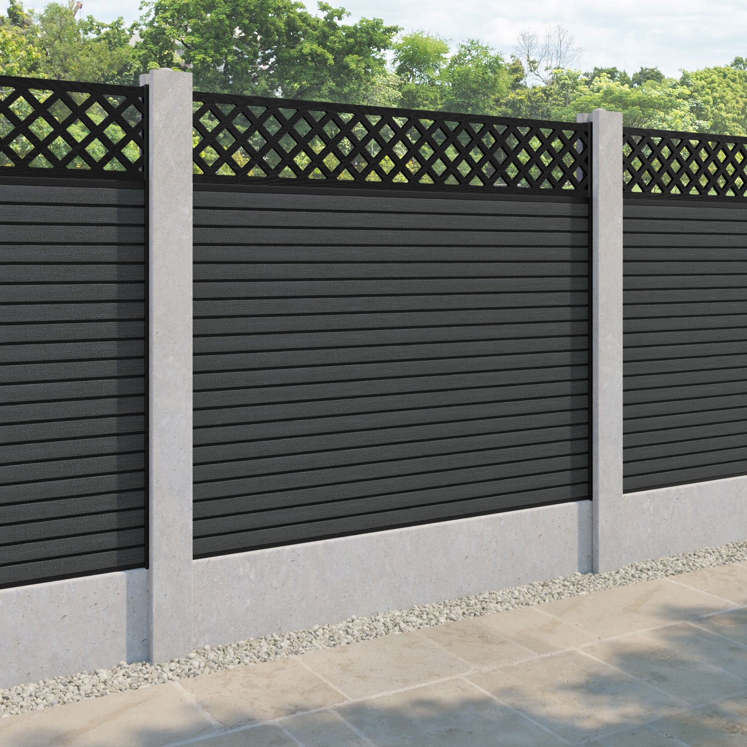 Hudson Hive Fence Panel - Dark Grey - for existing concrete posts