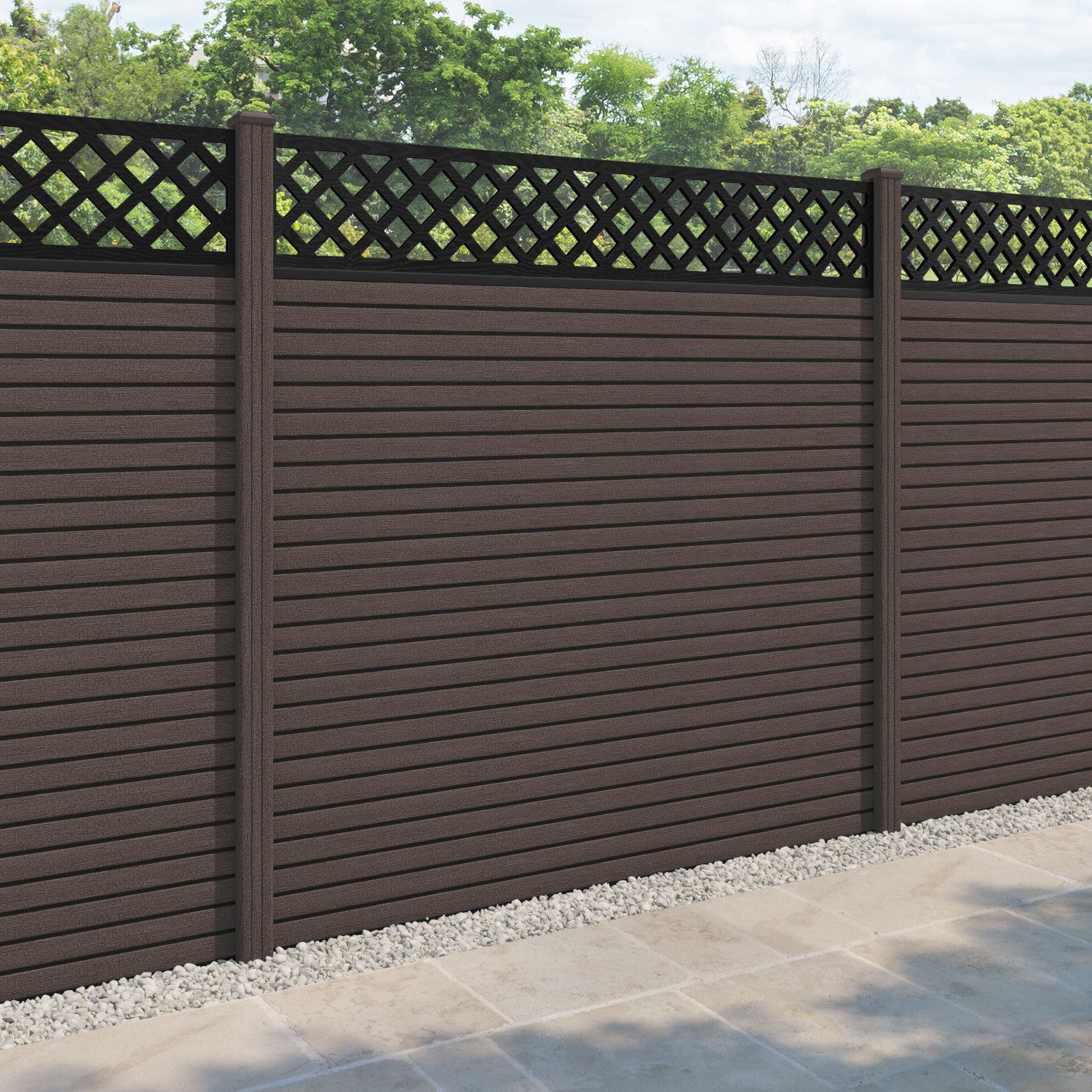 Hudson Hive Fence Panel - Mid Brown - with our composite posts