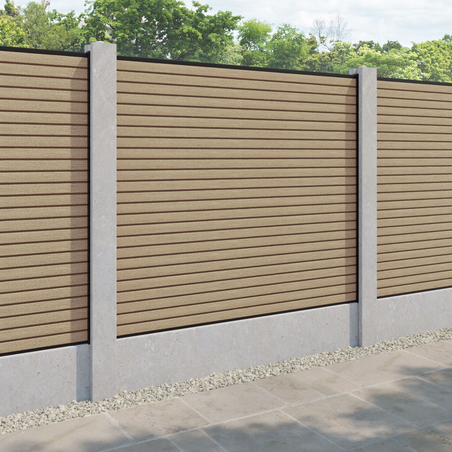 Hudson Fence Panel - Light Oak - for existing concrete posts
