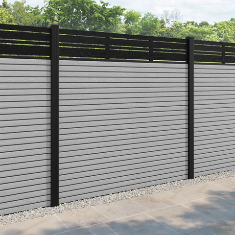 Hudson Linea Fence Panel - Light Grey - with our aluminium posts