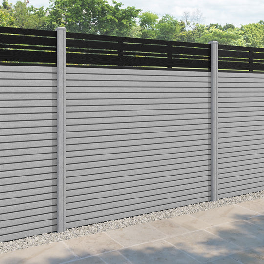Hudson Linea Fence Panel - Light Grey - with our composite posts