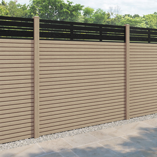 Hudson Linea Fence Panel - Light Oak - with our composite posts
