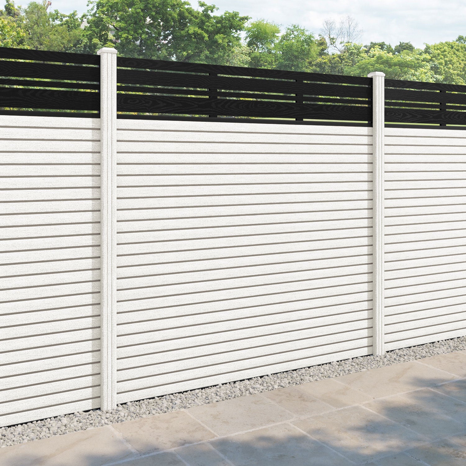 Hudson Linea Fence Panel - Light Stone - with our composite posts