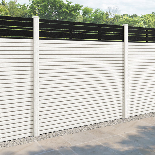 Hudson Linea Fence Panel - Light Stone - with our composite posts
