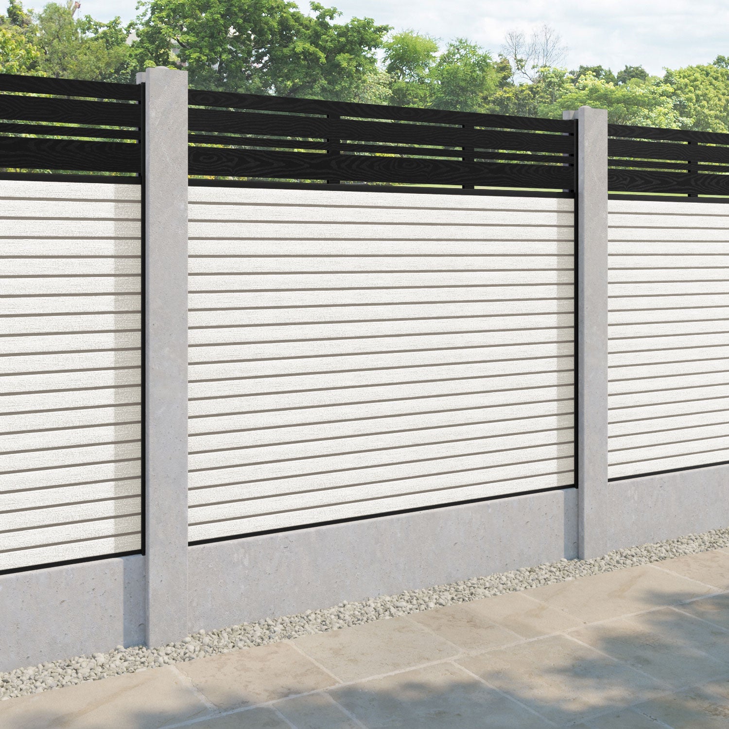Hudson Linea Fence Panel - Light Stone - for existing concrete posts