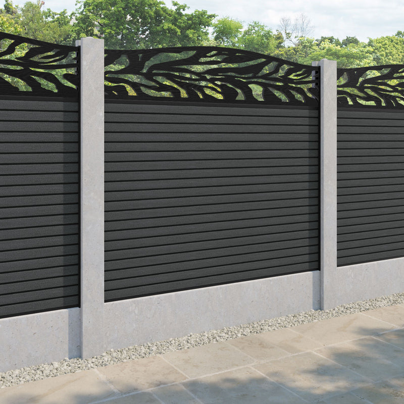 Hudson Malawi Curved Top Fence Panel - Dark Grey - for existing concrete posts