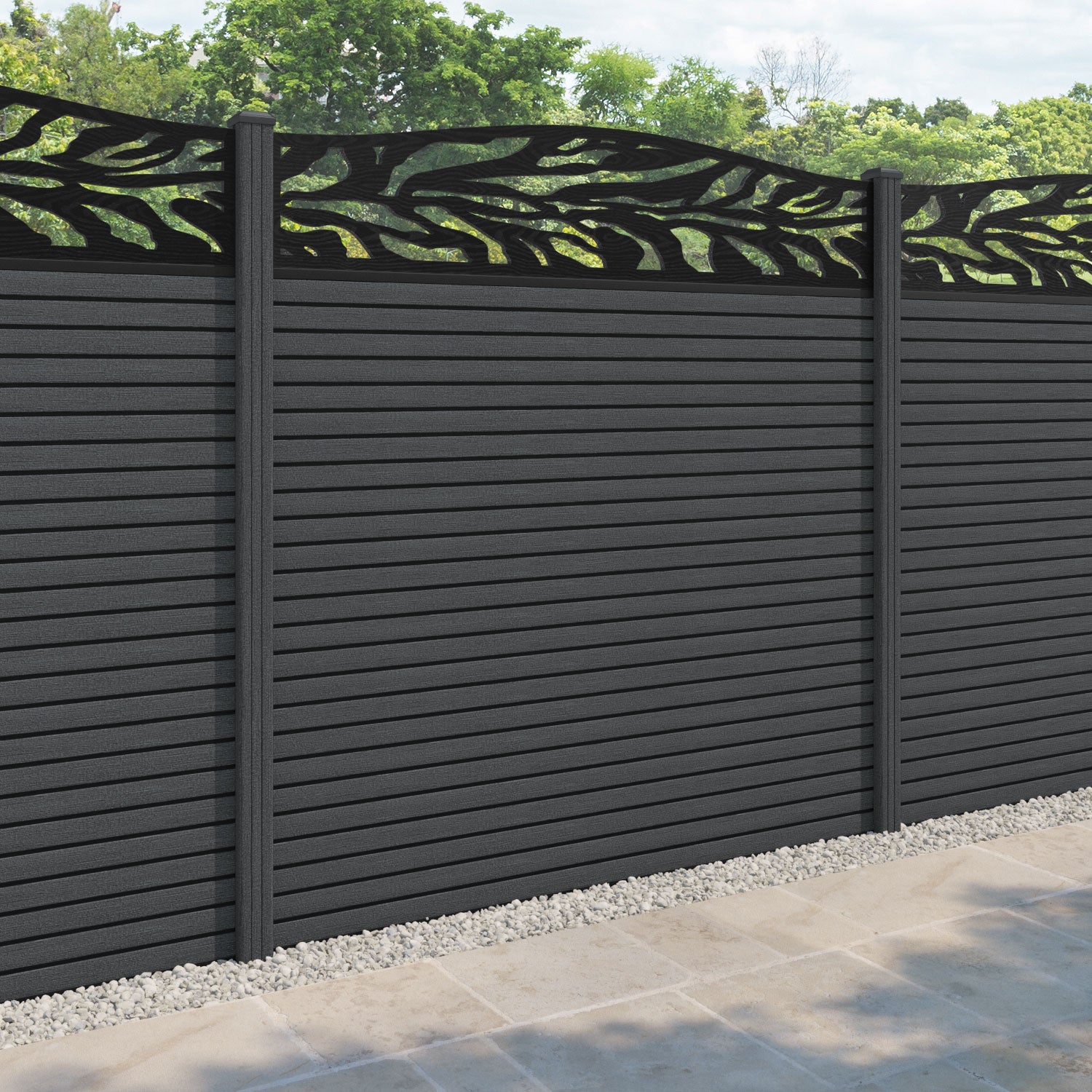 Hudson Malawi Curved Top Fence Panel - Dark Grey - with our composite posts