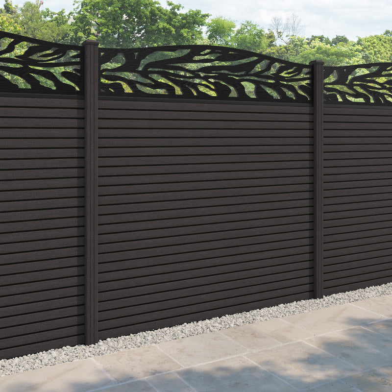 Hudson Malawi Curved Top Fence Panel - Dark Oak - with our composite posts