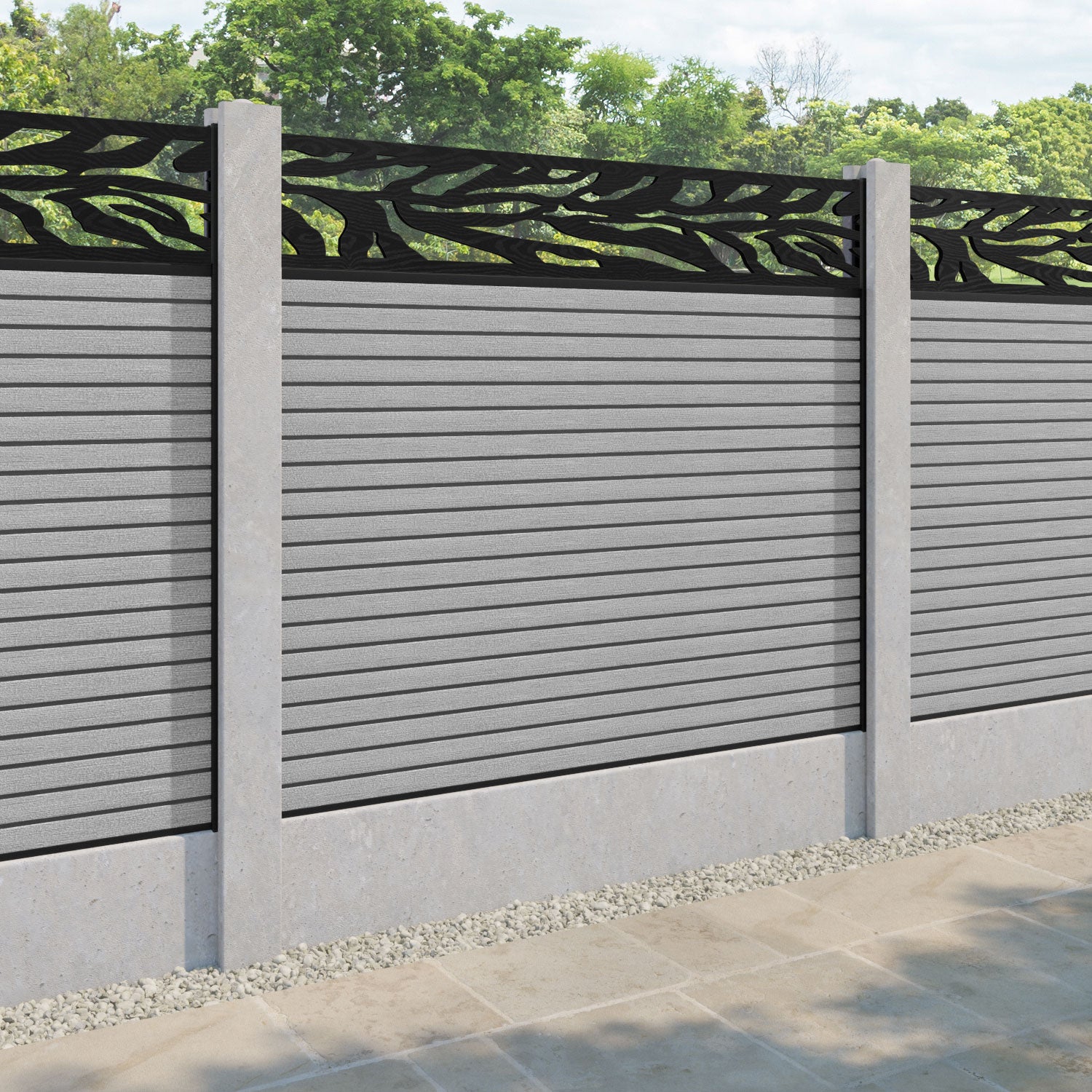 Hudson Malawi Fence Panel - Light Grey - for existing concrete posts