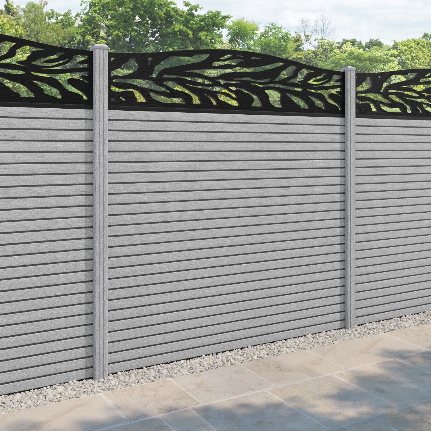 Hudson Malawi Curved Top Fence Panel - Light Grey - with our composite posts