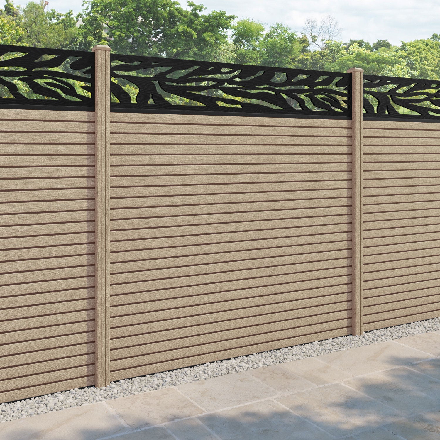 Hudson Malawi Fence Panel - Light Oak - with our composite posts