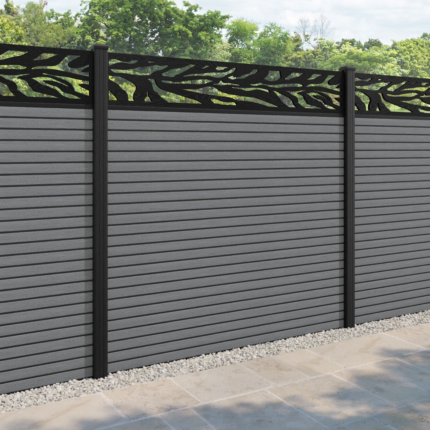 Hudson Malawi Fence Panel - Mid Grey - with our composite posts