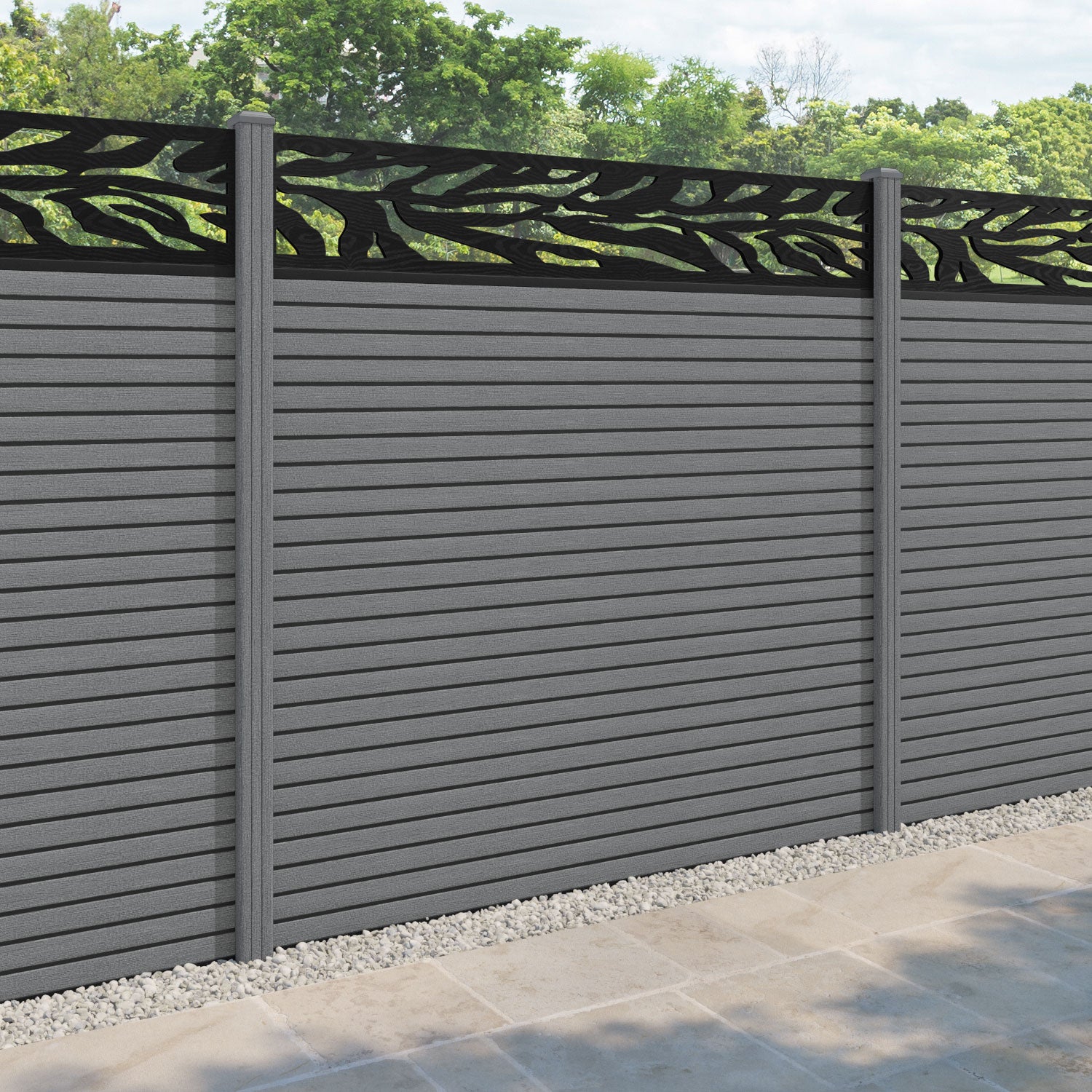 Hudson Malawi Fence Panel - Mid Grey - with our composite posts