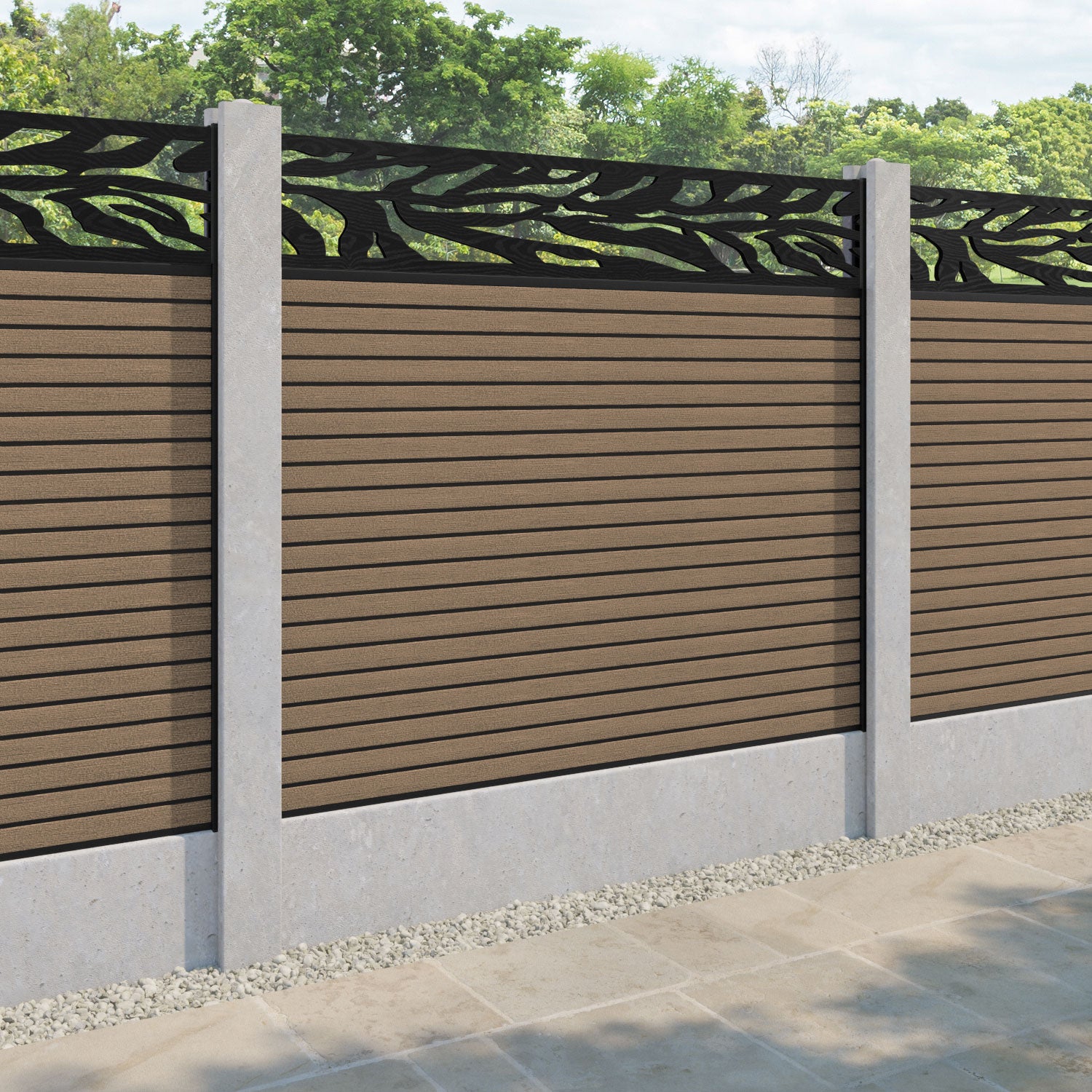 Hudson Malawi Fence Panel - Teak - for existing concrete posts