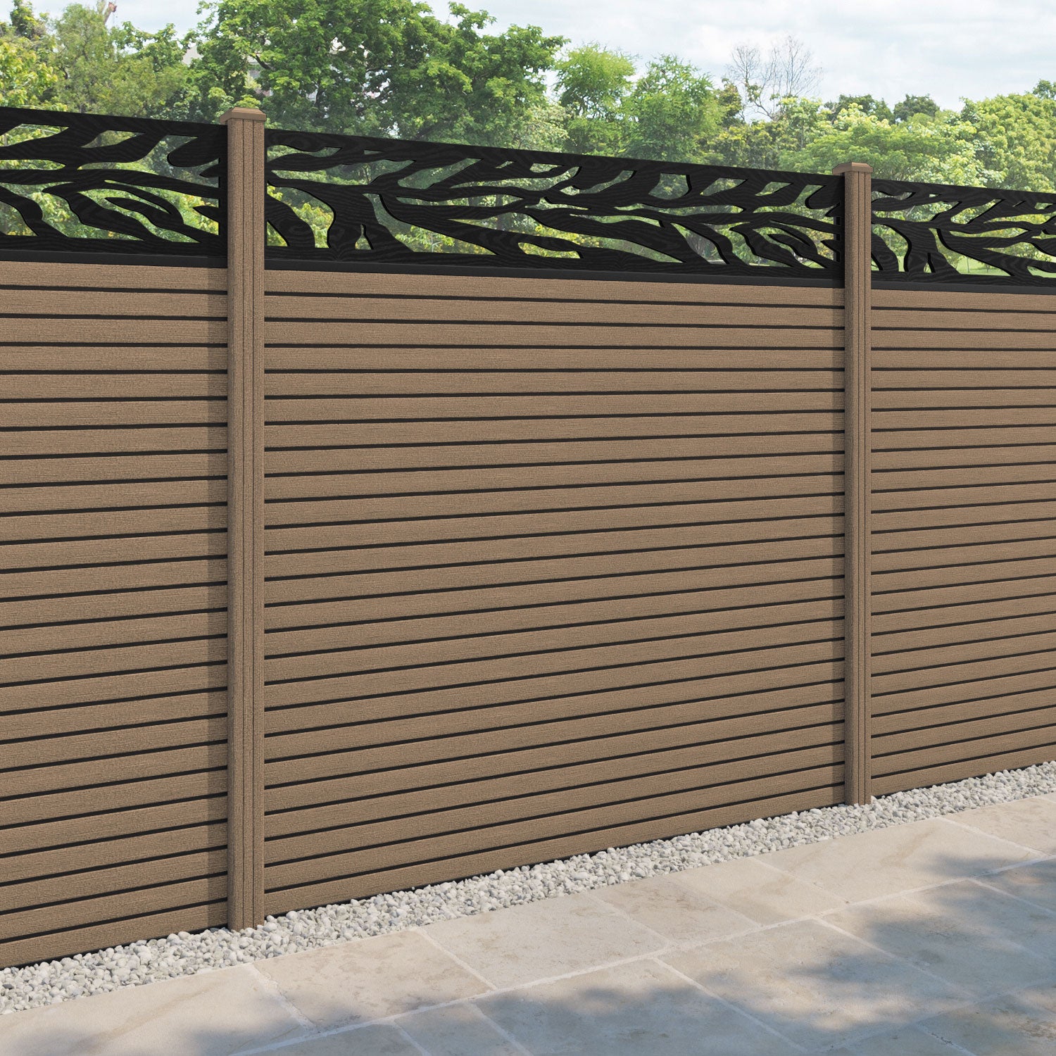 Hudson Malawi Fence Panel - Teak - with our composite posts