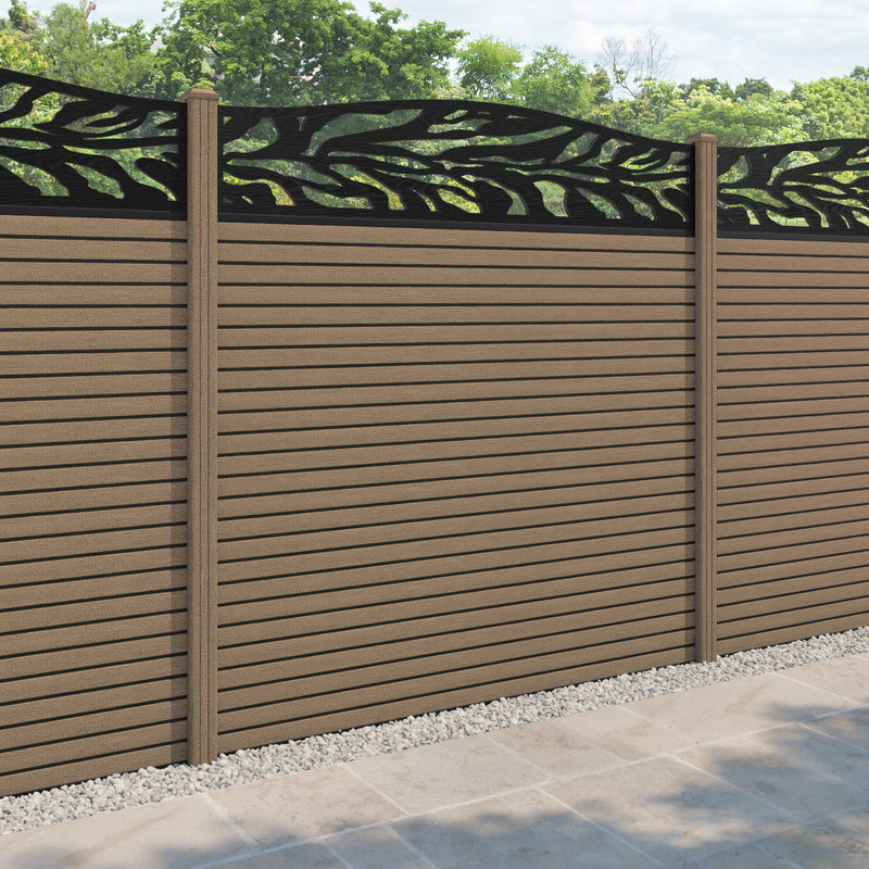 Hudson Malawi Curved Top Fence Panel - Teak - with our composite posts