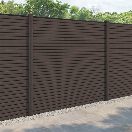 Hudson Fence Panel - Mid Brown - with our composite posts
