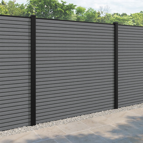 Hudson Fence Panel - Mid Grey - with our aluminium posts