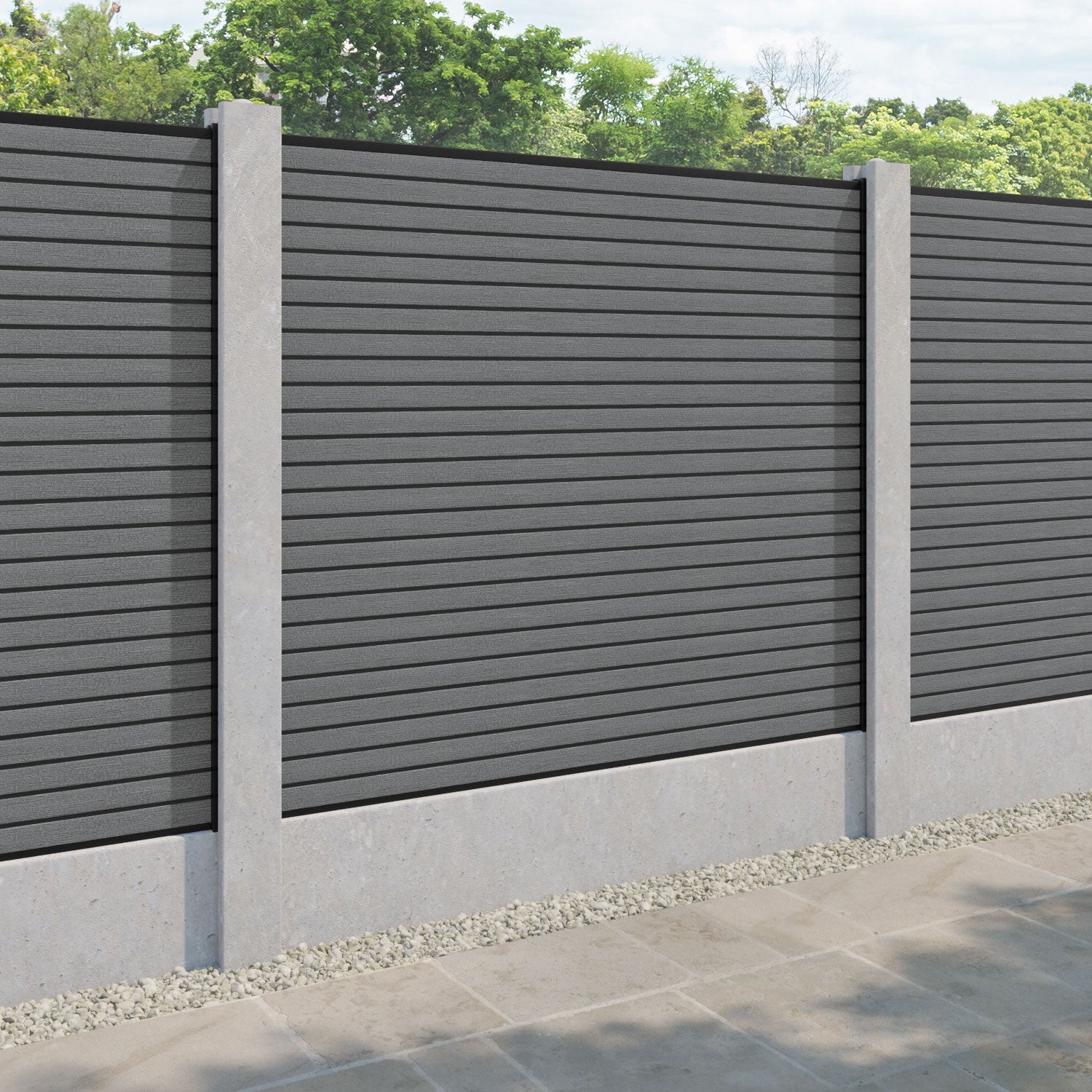 Hudson Fence Panel - Mid Grey - for existing concrete posts