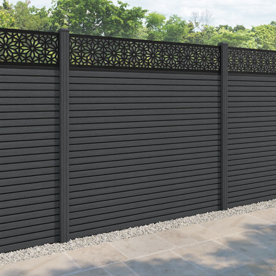 Hudson Narwa Fence Panel - Dark Grey - with our composite posts
