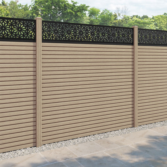 Hudson Narwa Fence Panel - Light Oak - with our composite posts